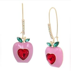 Betsey Johnson Apple Stone Dangle Earrings